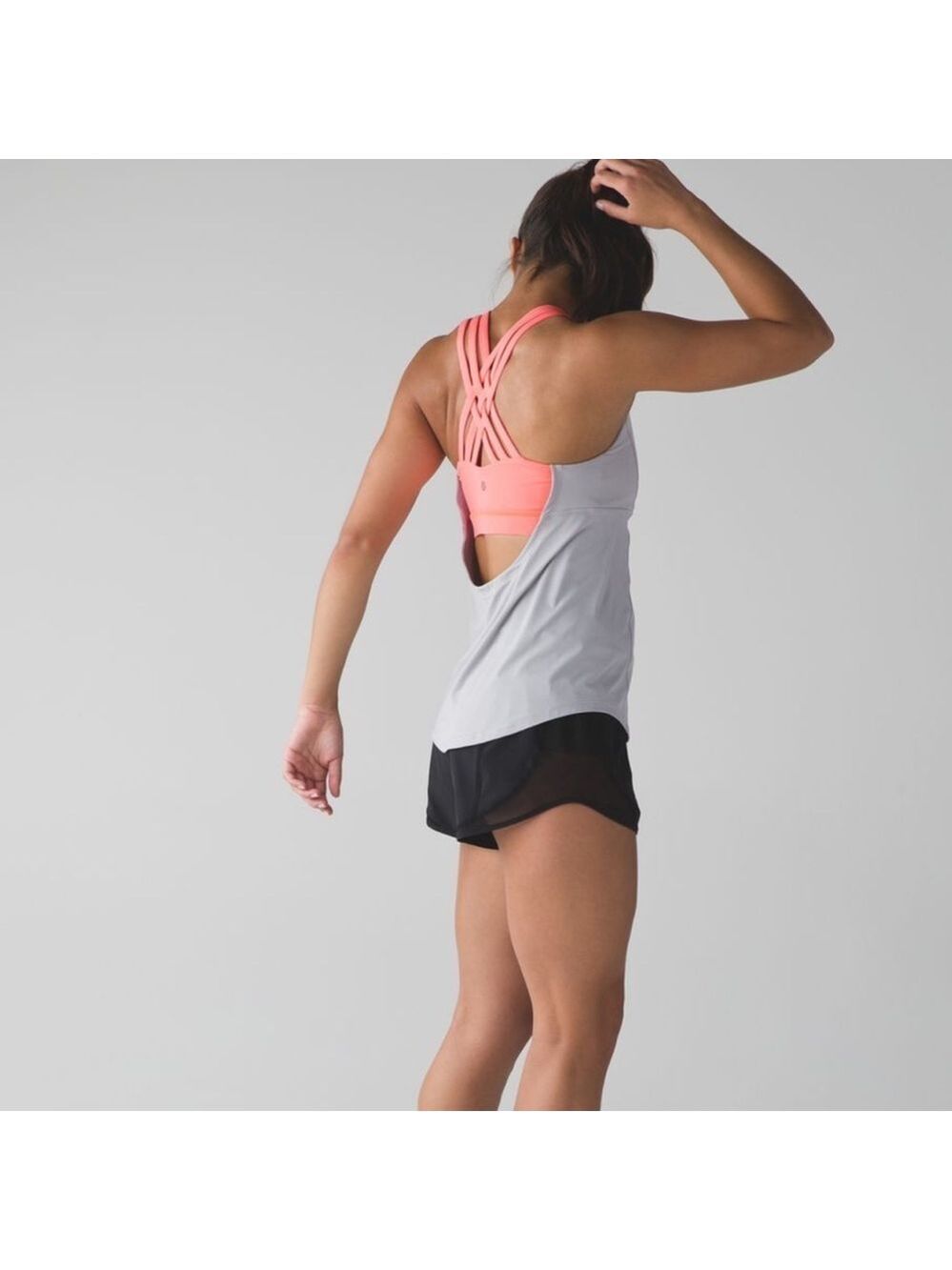 Lululemon Beat The Heat Tank- Seal Grey / Grapefruit EUC Sz4